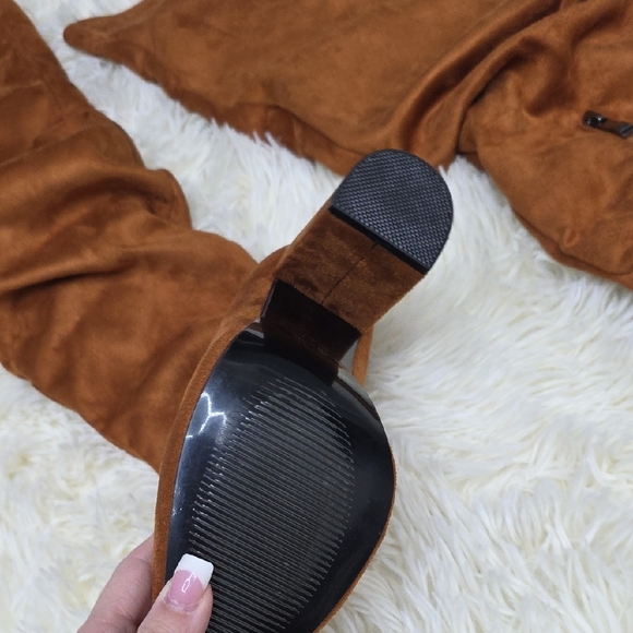 Brown Suede Knee-High Boots - Picture 4 of 14